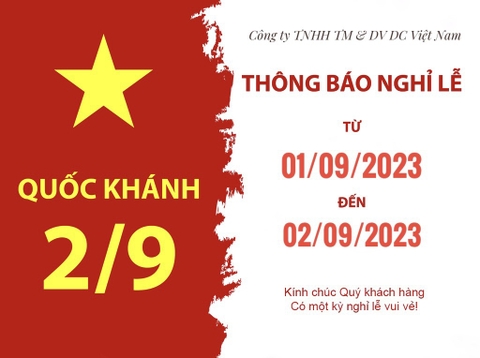THÔNG BÁO LỊCH NGHỈ LỄ QUỐC KHÁNH NGÀY 2/9/2023