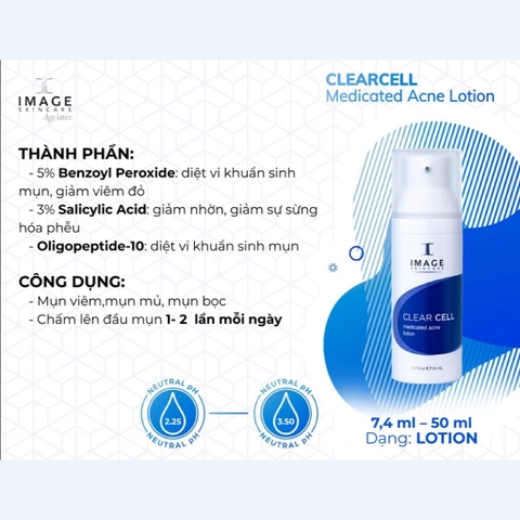[CLESAL2401 - DATE 02/2024] Lotion IMAGE Giảm mụn, Giảm Nhờn Clear Cell Medicated Acne 50ml