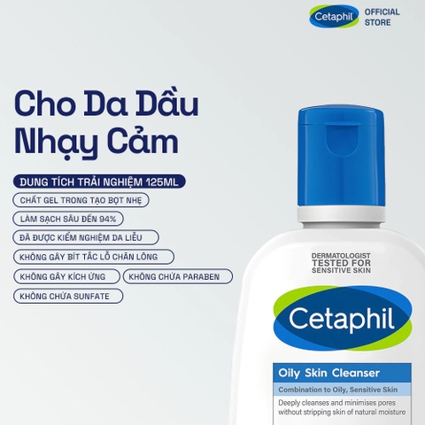 Sữa Rửa Mặt Cetaphil Dịu Lành Cho Da Dầu Nhạy Cảm Oily Skin Cleanser
