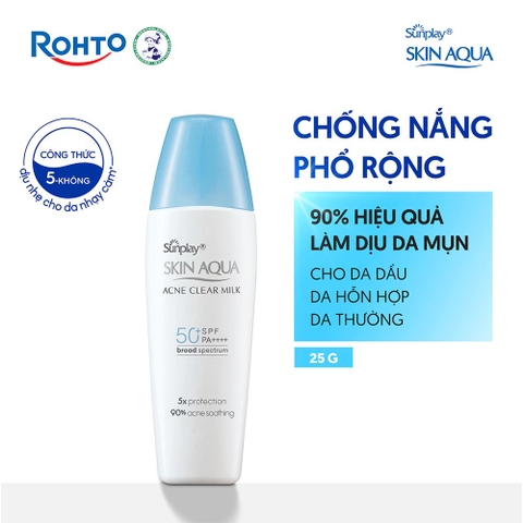 Sữa Chống Nắng Sunplay Dưỡng Da Ngừa Mụn Skin Aqua Acne Clear Milk SPF50+/PA++++ 25g