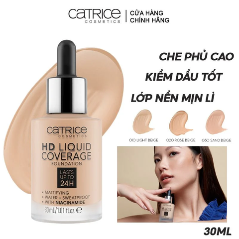 Kem Nền CATRICE Kiềm Dầu, Che Phủ Tự Nhiên HD Liquid Coverage Foundation 30ml
