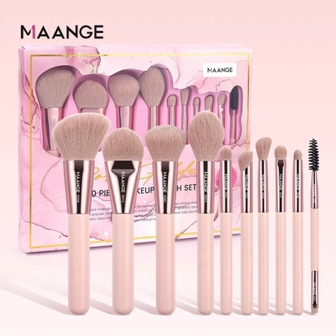 MAANGE - Bộ 10 Cọ Trang Điểm Pinkedition Kèm Hộp Giấy Đựng Cọ 55075