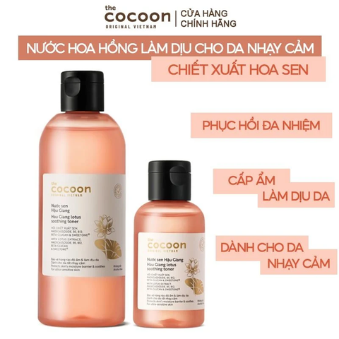 Nước Cân Bằng Sen Hậu Giang Làm Dịu Da Nhạy Cảm Cocoon Hau Giang Lotus Soothing Toner