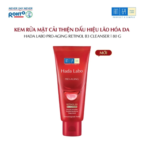 Sữa Rửa Mặt Cải Thiện Nếp Nhăn, Lão Hóa Da Hada Labo Pro Anti Aging Lifting Cleanser 80g