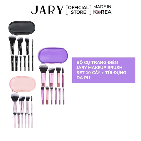 Bộ Cọ Trang Điểm Set 10 Cây Kèm Túi Đựng da PU JARY Make Up Brush