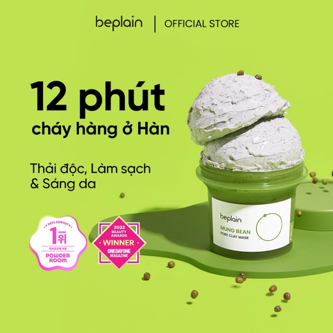 Mặt Nạ Đất Sét Thu Nhỏ Lỗ Chân Lông, Giảm Mụn Đầu Đen Beplain Mung Bean Pore Clay Mask 120ml
