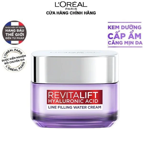 Kem Dưỡng Cấp Ẩm, Cải Thiện Nếp Nhăn LOREAL Revitalift Hyaluronic Acid Line Filling Water Cream 50ml