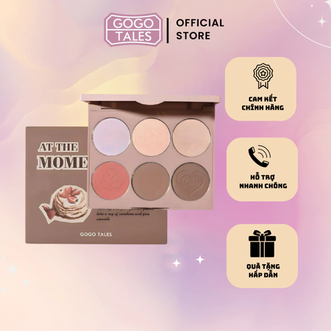 Bảng Tạo Khối - Bắt Sáng - Má Hồng 3in1 GOGO TALES 6 Ô Nude Light Shadow Highlight Contour Disc 16.8g