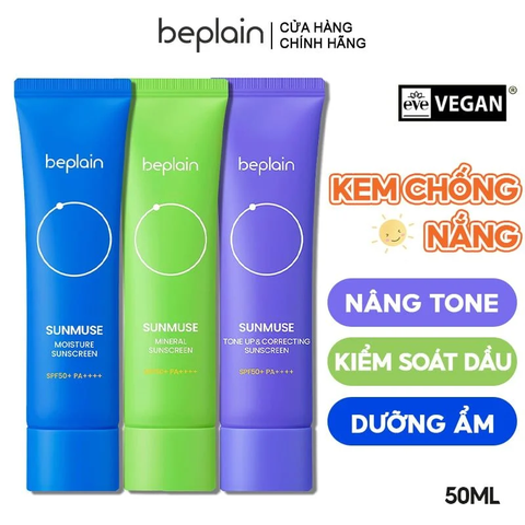 Kem Chống Nắng Thuần Chay Beplain Sunmuse Sunscreen SPF50+/PA+++ 50ml