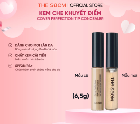 Kem Che Khuyết Điểm The Saem Có Chống Nắng Hàn Quốc Cover Perfection Tip Concealer SPF28/PA++ 6.5g