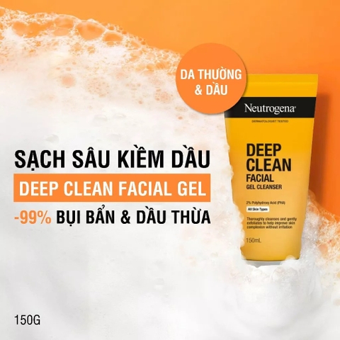 Sữa Rửa Mặt Neutrogena Làm Sạch Sâu Dạng Gel Deep Clean Facial Gel Cleanser 150ml