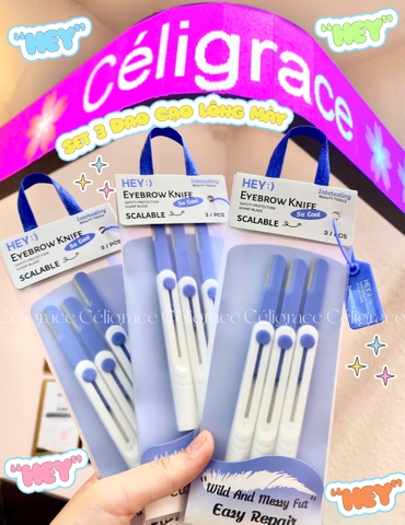 H-9016 - Set 3 Dao Cạo Lông Mày HEY Eyebrow Knife 34g (Xanh)