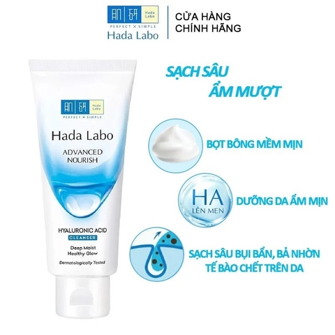 Kem Rửa Mặt Hada Labo Sạch Sâu Dưỡng Ẩm Advanced Nourish Hyaluronic Acid Cleanser 80g