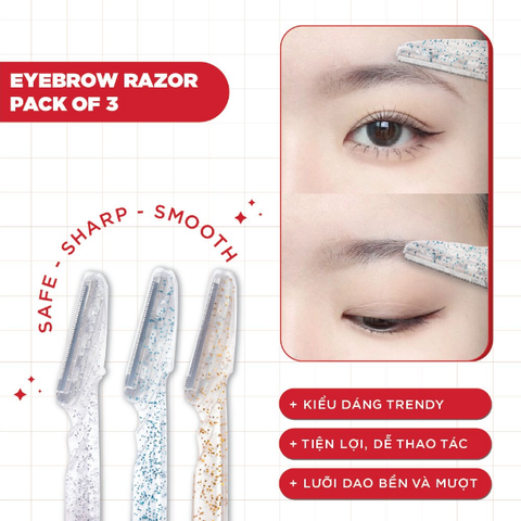 Dao Cạo Lông Mày HORUS Eyebrow Razor Pack Of 3 (Bịch 3 Cây) 5.3g