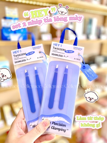 H-9028 - Set 2 Nhíp Tỉa Lông Mày HEY Eyebrow Tweezers 45g (Xanh)