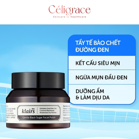 Tẩy Tế Bào Chết Klairs Trị Mụn Đầu Đen, Giúp Da Mềm Mịn Với Đường Đen Gentle Black Sugar Facial Polish 110g