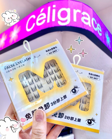 H-9076 - Mi Giả Từng Cụm HEY Tự Dính Không Dùng Keo, Phong Cách Mắt Mèo