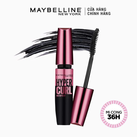 Mascara MAYBELLINE Làm Dài Và Cong Mi, Không Lem Không Trôi The Hyper Curl Mascara 9.2g (Đen Hồng)