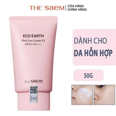 Kem Chống Nắng Kiềm Dầu, Nâng Tone Cho Da Sáng Hồng THE SAEM Pink Sun Cream EX SPF50+/PA++++ (Mới)
