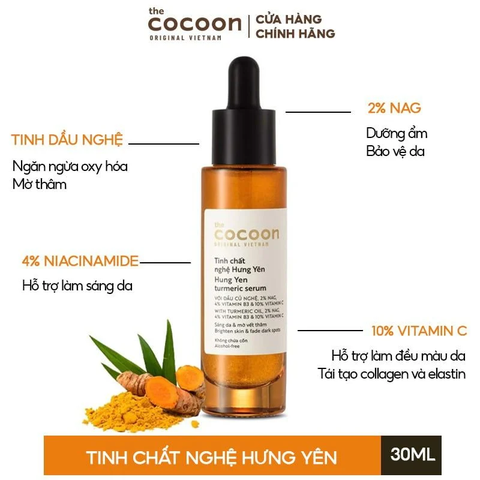 Tinh Chất Cocoon Dưỡng Trắng Da Chiết Xuất Từ Nghệ Hưng Yên Hung Yen Turmeric Serum 30ml