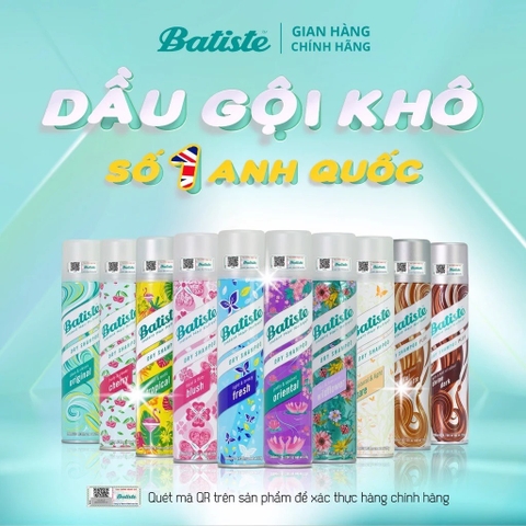 Dầu Gội Khô Batiste Giúp Làm Sạch, Tóc Bồng Bềnh Dry Shampoo 200ml