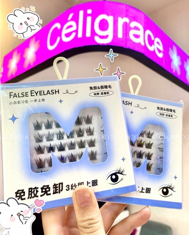 H-9078 - Mi Giả Từng Cụm HEY Tự Dính Không Dùng Keo, Phong Cách Cá Tính