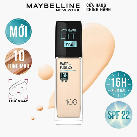 Kem Nền MAYBELLINE Kiềm Dầu, Cho Lớp Nền Mịn Lì Tự Nhiên Fit Me Matte Poreless Foundation 30ml