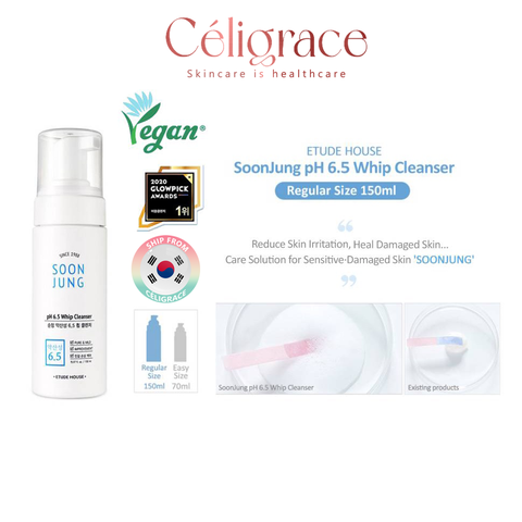 [SPECSAL24] Sữa Rửa Mặt Etude House Dạng Bọt Soon Jung pH 6.5 Whip Cleanser 150ml