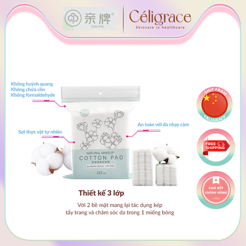 [COMBO2/4] Bông Tẩy Trang QIN PAI 222 Miếng Vuông