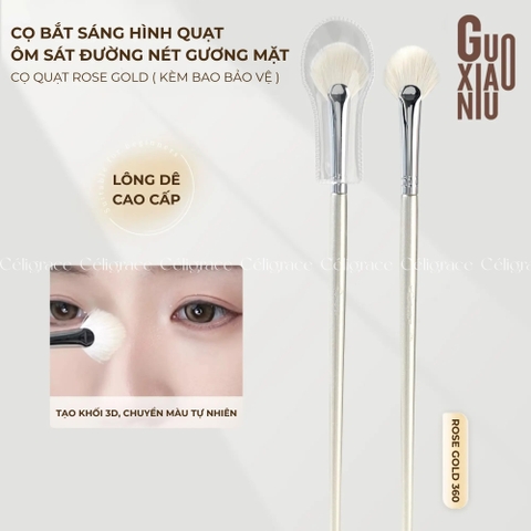 Cọ Highlight Quạt GUOXIAONIU Rose Gold Fan Highlighter Brush #360