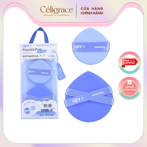 H-9008 - Set 2 Bông Mút Tán Kem Nền, Phấn Nước HEY Powder Puff 21g