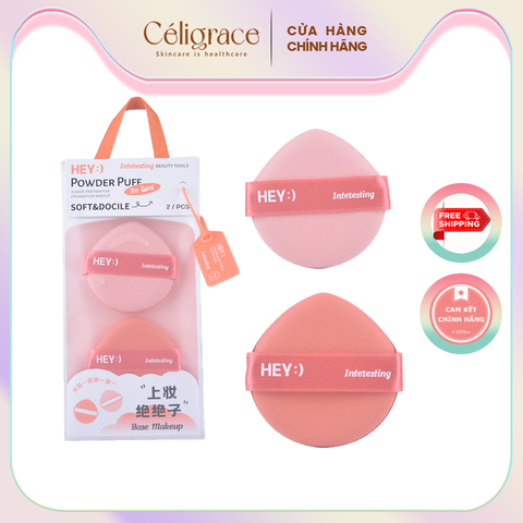 H-9013 - Set 2 Bông Mút Tán Kem Nền, Phấn Nước HEY Powder Puff 21g