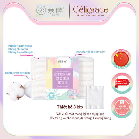 [COMBO2/4] Bông Tẩy Trang QIN PAI Hộp 120 Miếng Vuông