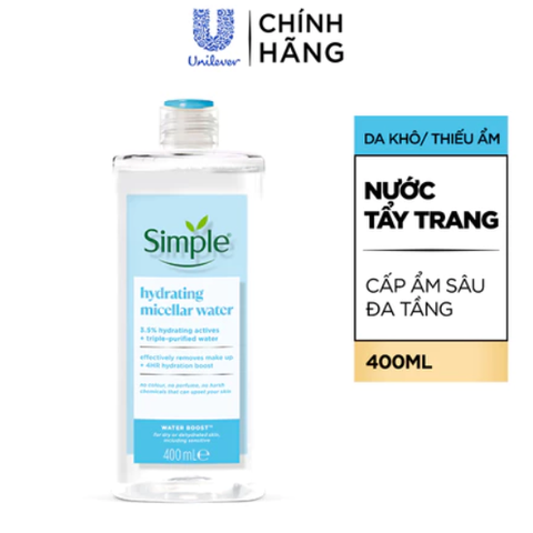 Nước Tẩy Trang Sạch Sâu, Cấp Ẩm Đa Tầng Simple Hydrating Micellar Water Boost 400ml