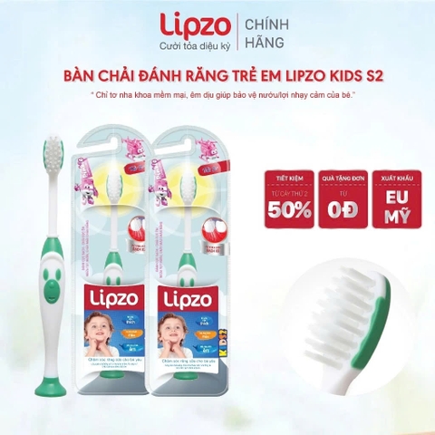 Bàn Chải Đánh Răng Lipzo Kids S2 Hình Thú Ngộ Nghĩnh Siêu Mềm Dành Cho Bé Trên 2 Tuổi