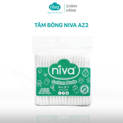 Tăm Bông Niva Túi 100 Que Thân Nhựa AZ2 Đa Năng Chuyên Dùng Ngoáy Tai, Vệ Sinh, Trang Điểm
