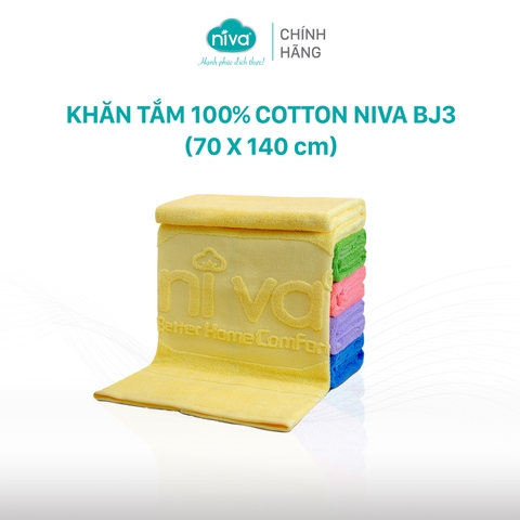 Khăn Tắm Cotton Tự Nhiên 100%  Xuất Nhật Niva BJ3 Mềm Mịn Thấm Hút, An Toàn, Trơn Kích Thước 700x1400 mm