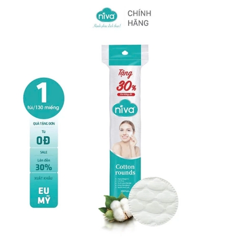 Túi 130 Miếng Bông Tẩy Trang Tròn NIVA Cotton Pads Cao Cấp CZ2