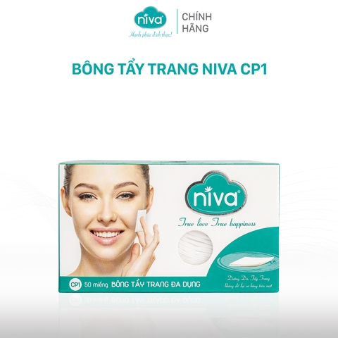 Bông Tẩy Trang Vuông Niva CP1 Cao Cấp Bông Tự Nhiên, Công Nghệ Kháng Khuẩn An Toàn Cho Da Dầu Mụn Nhạy Cảm