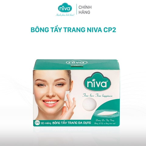 Bông Tẩy Trang Vuông Niva CP2 Cao Cấp Bông Tự Nhiên, Công Nghệ Kháng Khuẩn An Toàn Cho Da Dầu Mụn Nhạy Cảm