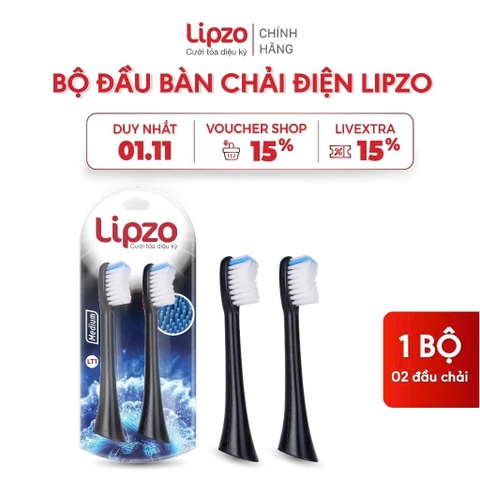 Vỉ 2 Đầu Bàn Chải Điện Lông Tynex LT1 Thay Thế Sau 3 Tháng Tương Thích Với Bàn Chải Điện Thông Minh Lipzo Sóng Âm Sonic