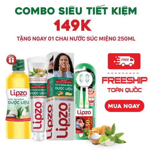 Combo chăm sóc răng miệng toàn diện Lipzo – Chỉ 149.000đ (Số lượng có hạn)