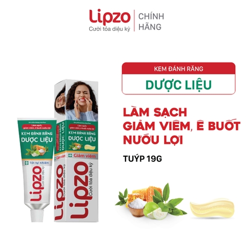 Kem Đánh Răng Dược Liệu Lipzo Tuýp 19g Từ Dược Liệu Tự Nhiên Bảo Vệ Nướu Và Răng
