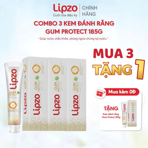[Mua 3 Tặng 1] Kem Đánh Răng Thảo Dược Lipzo Gum Protect Chống Tụt Nướu 185g Ngăn Ngừa Chảy Máu Chân Răng, Khử Khuẩn, Răng Chắc Khỏe Tự Nhiên
