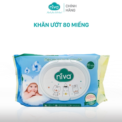 Khăn Ướt Đa Năng Không Mùi Niva Gói 80 Tờ Tiện Dụng, Diệt Khuẩn, An Toàn Cho Trẻ Sơ Sinh Phụ Nữ Mang Thai