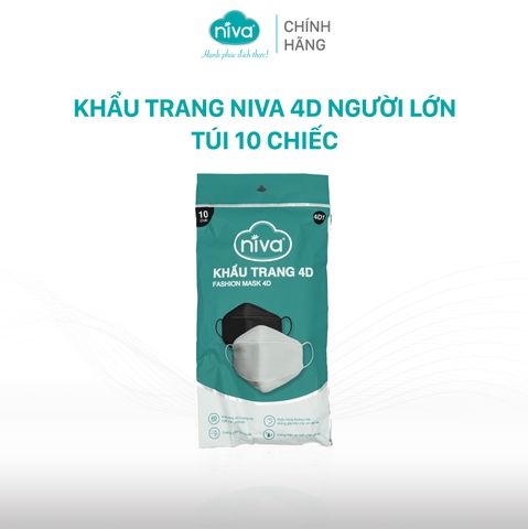 Khẩu Trang Niva 4D Mask KF94 Người Lớn 10 Chiếc Ngăn Bụi Mịn, Kháng Khuẩn, Không Kích Ứng Da, Hàng Chính Hãng