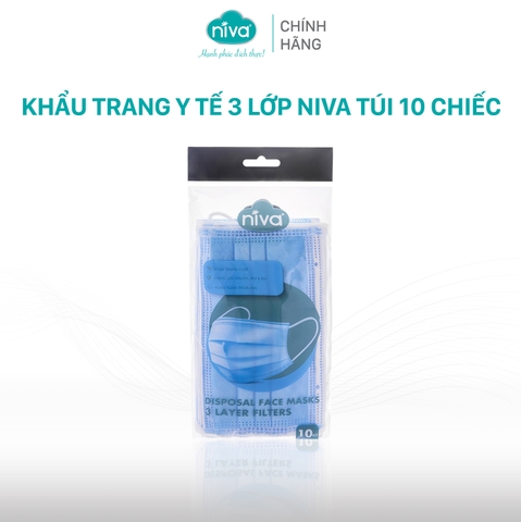 Khẩu Trang Y Tế 3 Lớp Niva Gói 10 Cái Kháng Khuẩn, Ngăn Khói Bụi, Vi Khuẩn Hàng Chính Hãng