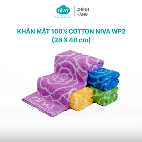 Khăn Mặt Cotton Tự Nhiên 100% Niva WP2 Thấm Hút Vượt Trội An Toàn Cho Da, Hoa Văn Kích Thước 280x480 mm