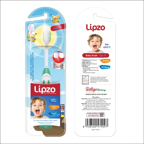 Bàn Chải Đánh Răng Lipzo Kids S2 Hình Thú Ngộ Nghĩnh Lông Chỉ Tơ Nha Khoa Siêu Mảnh Kháng Khuẩn Dành Cho Bé Từ 2 Tuổi
