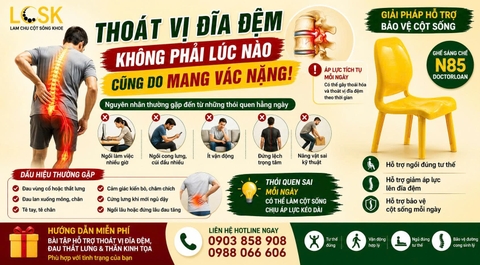 THOÁT VỊ ĐĨA ĐỆM KHÔNG PHẢI LÚC NÀO CŨNG DO MANG VÁC NẶNG
